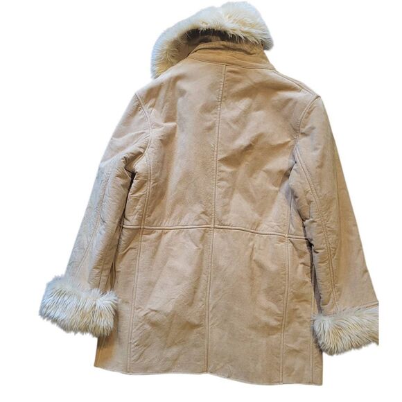 Vintage Wilson's Leather Coat Women's Large Tan Suede Y2K Penny Lane Faux Fur - Picture 3 of 6